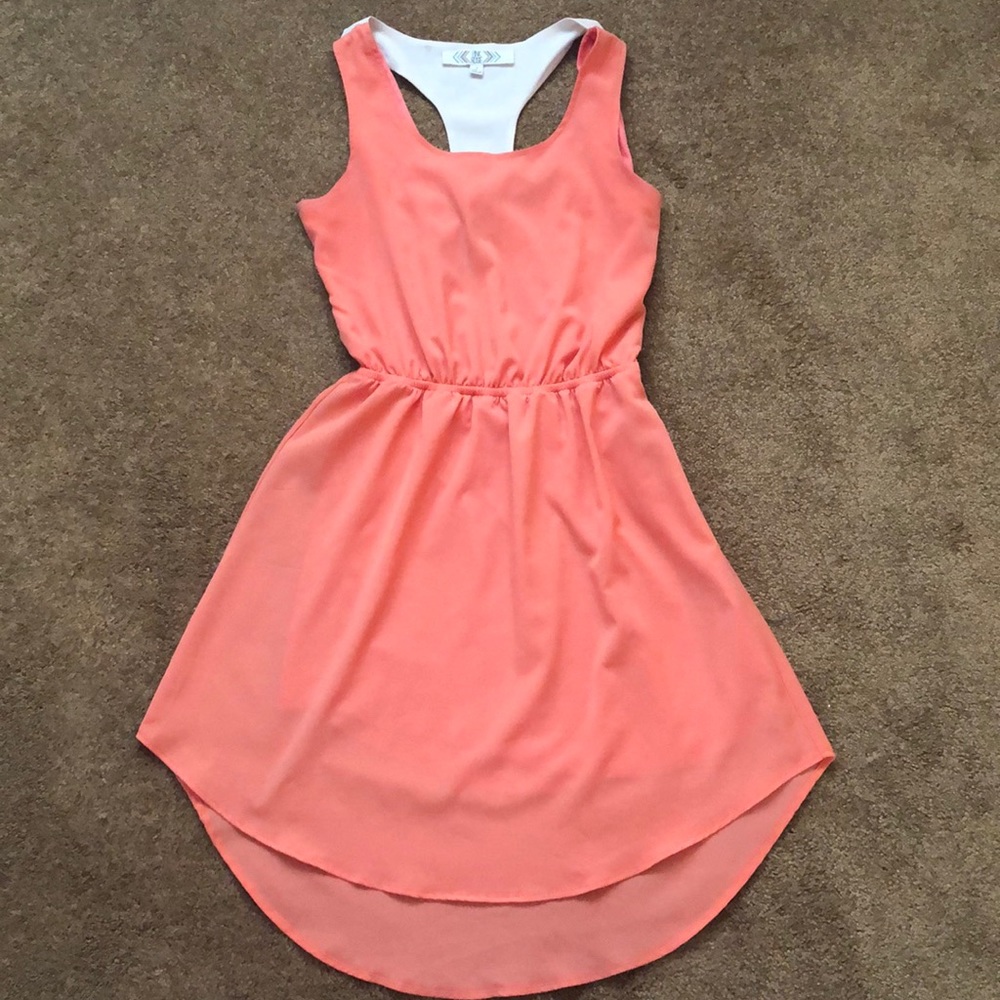 Coral hi low summer dress!